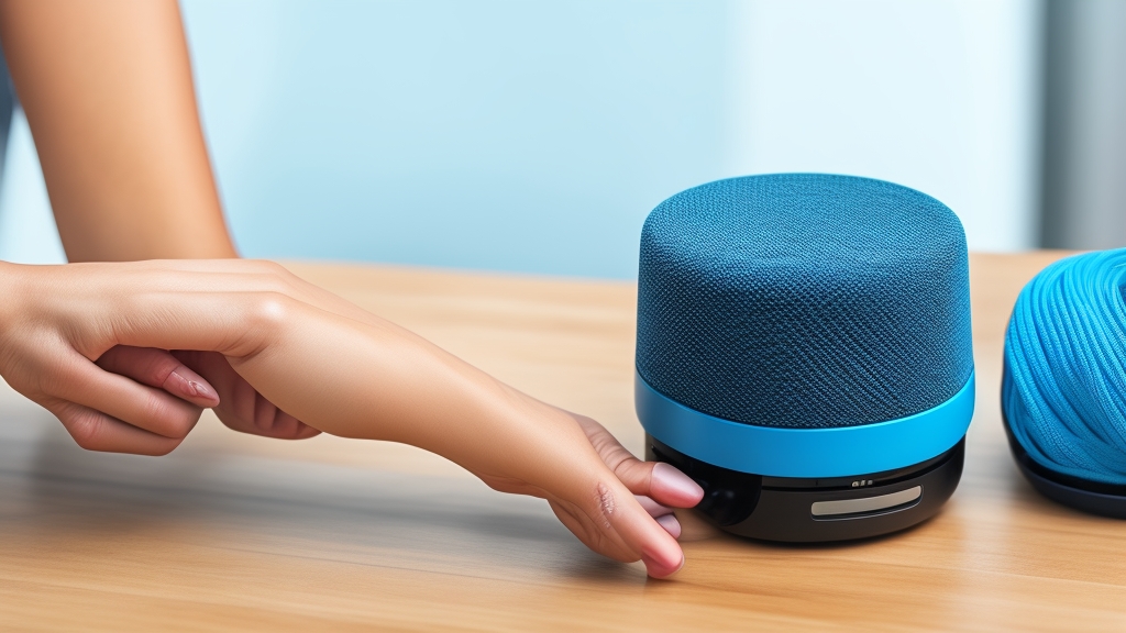 Lépésről lépésre bluetooth hangszóró tisztítási folyamat mikroszálas kendővel és sűrített levegővel